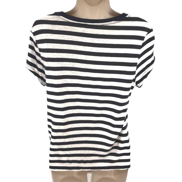 AEO Soft & Sexy Womens Striped Charcoal Gray Short Sleeve Tee Shirt Size S - Picture 2 of 5